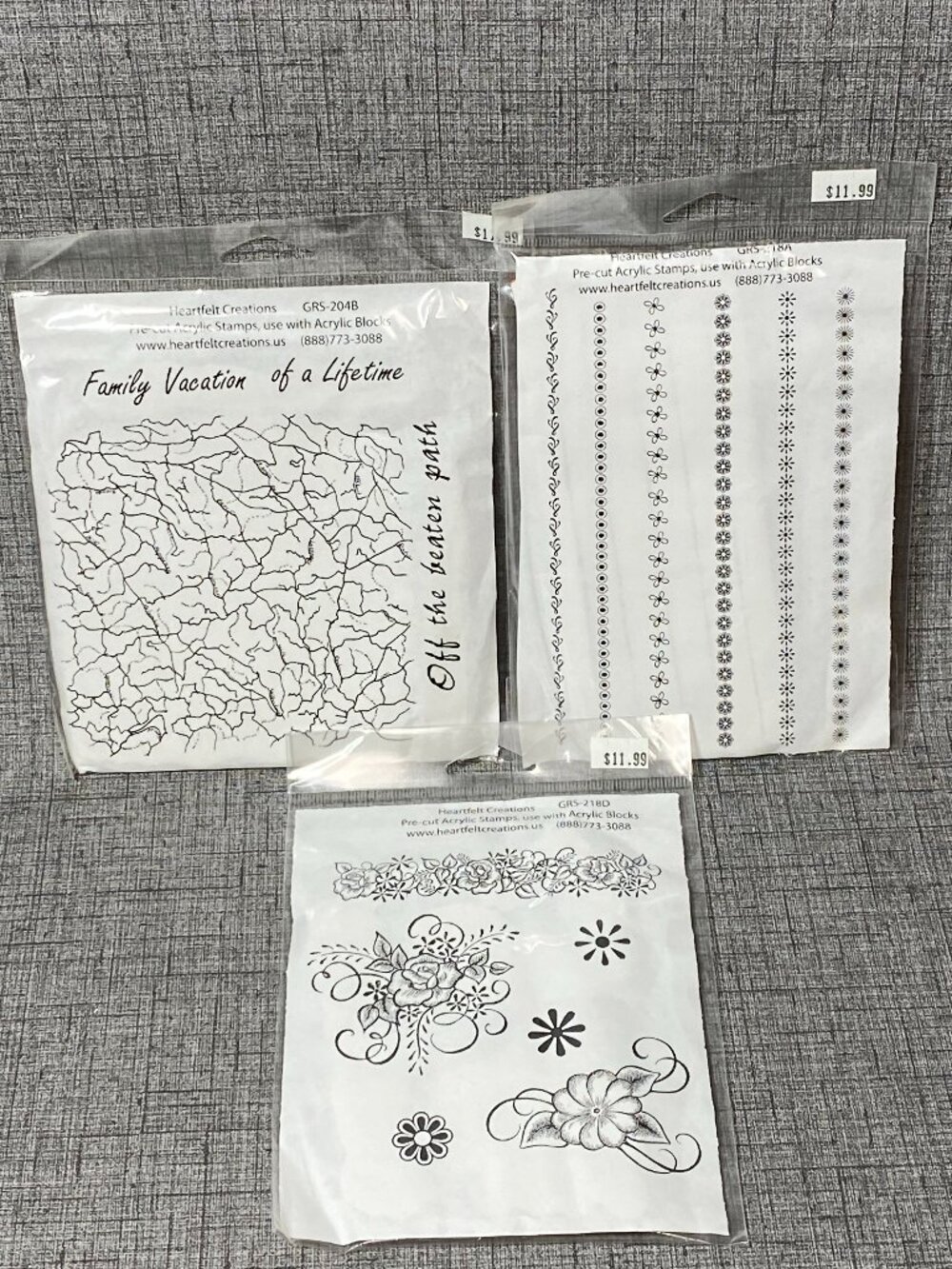VTG HEARTFELT CREATIONS Rubber Cling Stamps RETIRED RARE 3pc Lot NOS